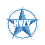 A Large 2 toned Blue Star Highway graphic with HWY in the middle of it.