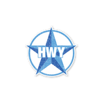 A Small 2 toned Blue Star Highway graphic with HWY in the middle of it.