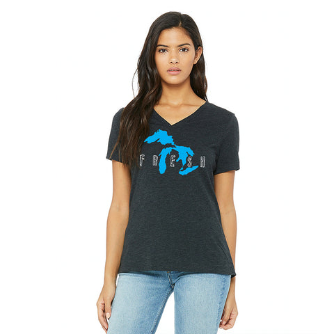 Fresh Ladies Relaxed Fit V-Neck T-Shirt