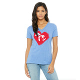 Heart Ladies Relaxed Fit V-Neck T-Shirt