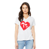 Heart Ladies Relaxed Fit V-Neck T-Shirt