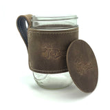 Mi Coast Leather Wrapped Mason Jar with Leather Coaster