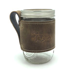 Mi Coast Leather Wrapped Mason Jar with Leather Coaster